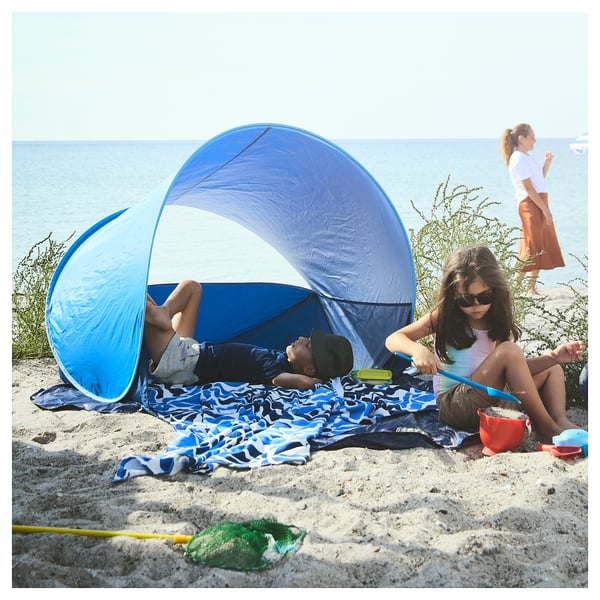 GULYXNE Beach towel, blue/floral pattern, 100x180 cm