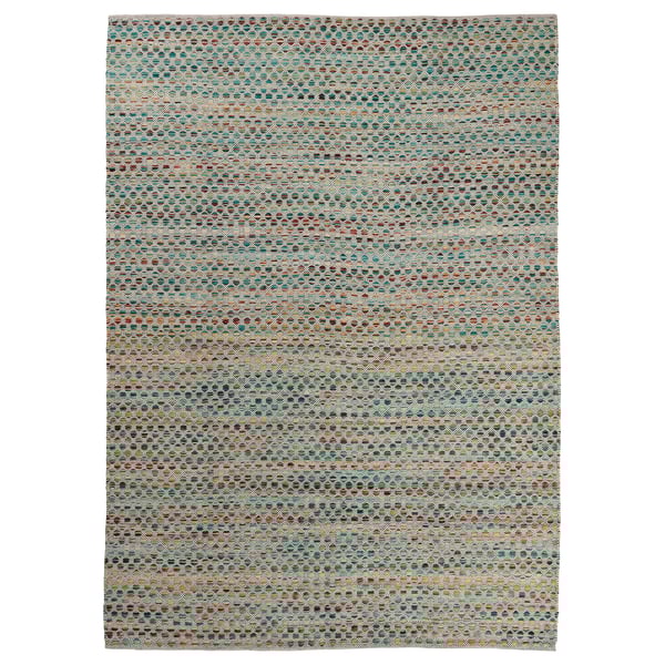 Hand-woven GYRSTINGE wool rug with cotton base, multicolored dots, rectangular, soft touch.