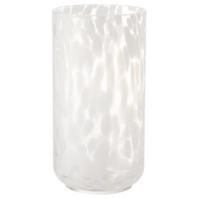 HÄCKOXEL clear glass vase, cylindrical shape, textured design, for home decor or flowers.