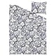 HÄRLIR Duvet cover and pillowcase, white black/blue floral pattern, 150x200/50x60 cm