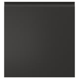 Black, modern cabinet front with sleek matt finish and integrated handles, featuring a clean, rectangular shape.
