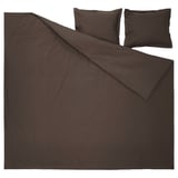 Dark brown bedding set: duvet & 2 pillows. Crisp cotton percale, classic design.
