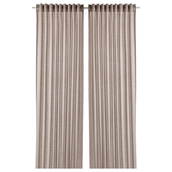 HANNALILL Curtains, 1 pair, light brown, 145x300 cm
