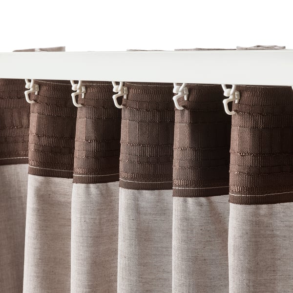 HANNALILL Curtains, 1 pair, light brown, 145x300 cm