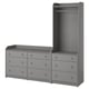 This image shows HAUGA gray furniture with 6 drawers and an open wardrobe, modern design.