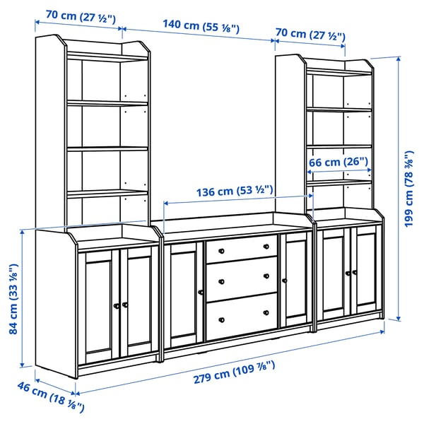 Illustration with measurements for the product: HAUGA.