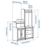 Illustration with measurements for the product: HAUGA.