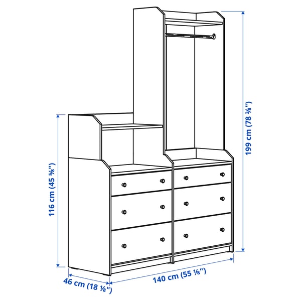 Illustration with measurements for the product: HAUGA.