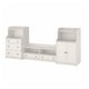 Three-piece white HAUGA furniture set: dresser, open shelf, and cabinet with mixed storage, sleek modern design.