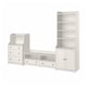 Option: HAUGA furniture set: high cabinet, chest, tv bench with mix of open/closed storage in classic white design.