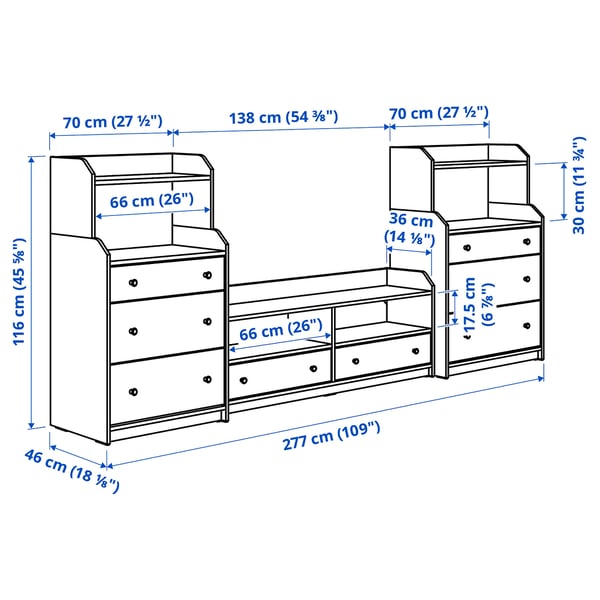 Illustration with measurements for the product: HAUGA.