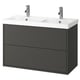 Option: Dark grey double vanity with two drawers and dual white basins.