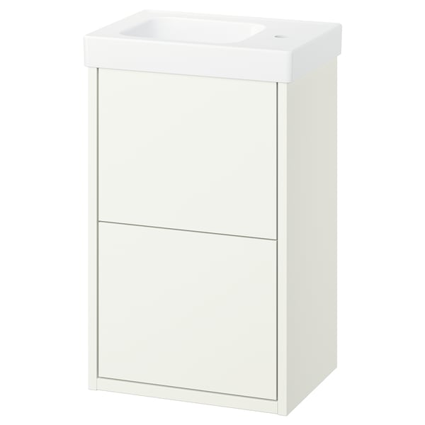 HAVBÄCK white bathroom cabinet, sleek design, two drawers, wall-mountable.
