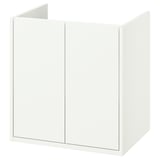 Havbaeck: white, rectangular bathroom cabinet with clean lines and simple design. Two doors, wall-mounted or with legs.
