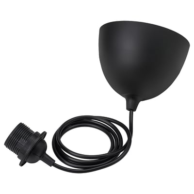 Black HAVSDJUP cord set with recycled plastic, for pendant lamps.