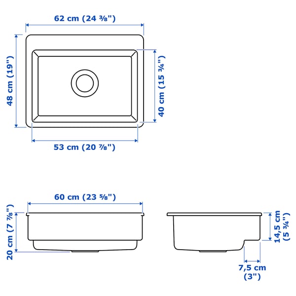 Illustration with measurements for the product: HAVSEN.