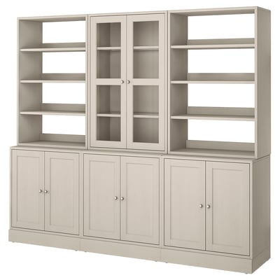 HAVSTA: beige bookcase, pine & glass, classic & modern blend.