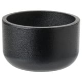Black rounded candle holder, rustic textured finish, aluminum material, simple scandinavian design, ideal for tealights.