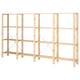 Option: HEJNE 4 sections/shelves, pine, 307x31x171 cm