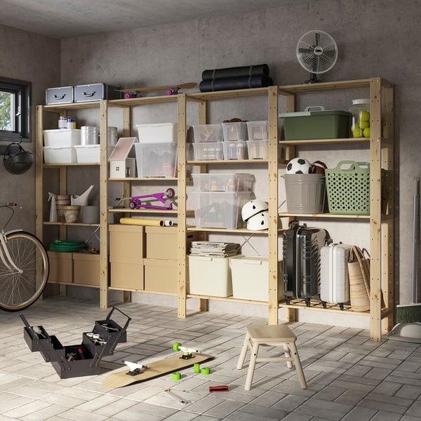 HEJNE 4 sections/shelves, pine, 307x31x171 cm