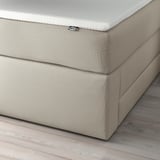 HEMFJÄLLET Divan bed with storage, Valevåg firm/medium firm/Nordberget Odensvi light beige, 160x200 cm