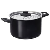 Non-stick, lightweight pots with silver lid & handles, ideal for cooking.