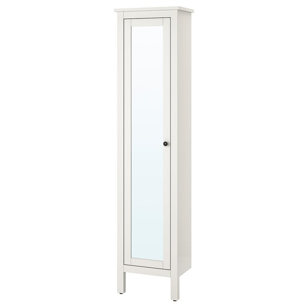 HEMNES white cabinet with mirror & adjustable shelves for humid areas.