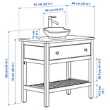 Illustration with measurements for the product: HEMNES.