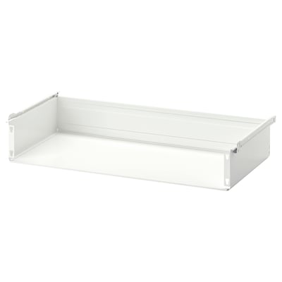 White HJÄLPA shelf, made from steel with epoxy finish, rectangular shape, plain design, wall-mountable organizer.