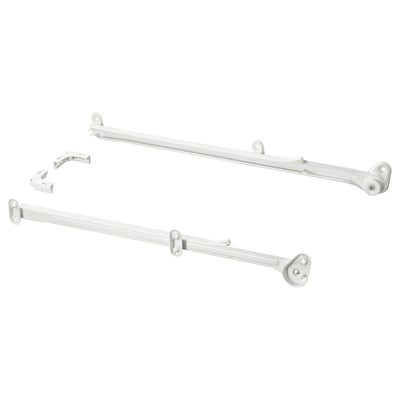 White HJÄLPA metal organizers, two with wheels, one without.