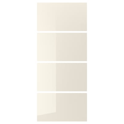 A HOKKSUND high-gloss white sliding door panel made of fibreboard with a sleek, rectangular design for modern furniture.
