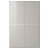 A sleek, modern HOKKSUND sliding door in grey with a glossy finish. It a minimalist design with a fibreglass and aluminium frame.