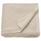 Off-white HUMLEMOTT recycled polyester knit throw blanket with soft texture.