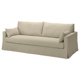HYLTARP beige sofa, clean-lined & comfy, soft cushions, neutral fabric.