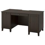 IDANÄS dark brown desk: sleek & functional home office furniture with cable management, durable wood.