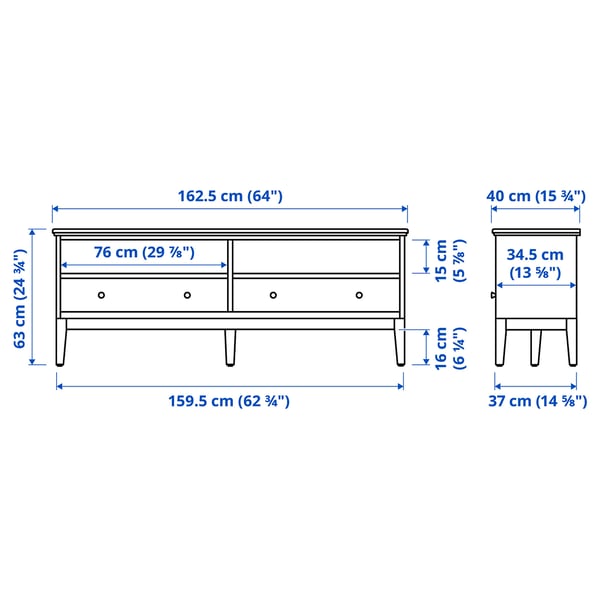 Illustration with measurements for the product: IDANÄS.