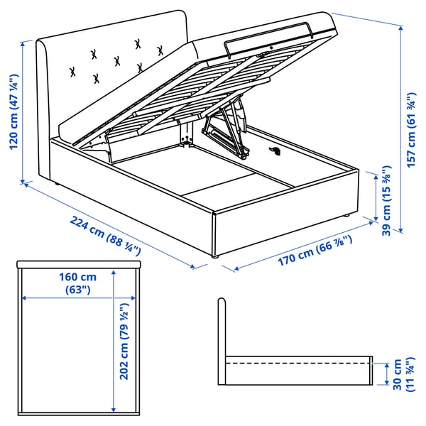 Illustration with measurements for the product: IDANÄS.