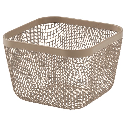 Beige IKEA 365+ mesh storage basket, rectangular, see-through.