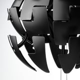 Modern black pendant lamp with adjustable globe-shaped lights, designed by ikea.