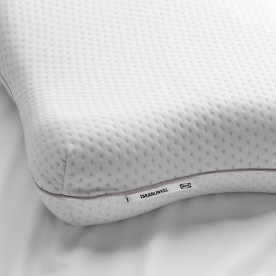 ISRANUNKEL white ergonomic pillow, huggable butterfly design for all sleep positions, memory foam fill, supportive and comfortable.