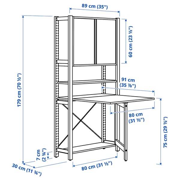 Illustration with measurements for the product: IVAR.