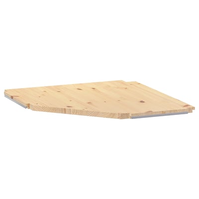 An IVAR wooden shelf. It is light-colored, rectangular, and made from solid pine. The design is simple and functional.