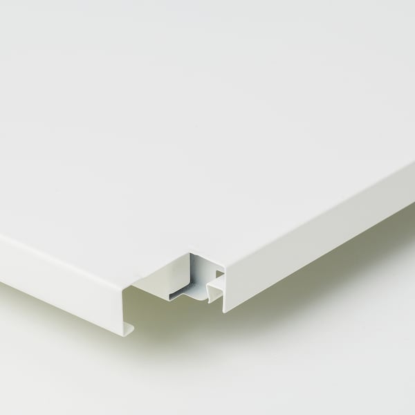 Close-up of durable, white IVAR shelf, showing sturdy, powder-coated steel construction.