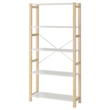 IVAR wooden shelving unit, light beige, rectangular, four tiers, adjustable shelves.