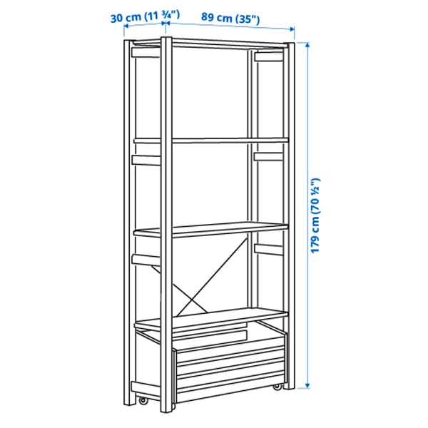 Illustration with measurements for the product: IVAR.