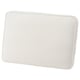 The JÄRPÖN cushion cover is cream-colored, rectangular with rounded edges, and a simple, elegant design.