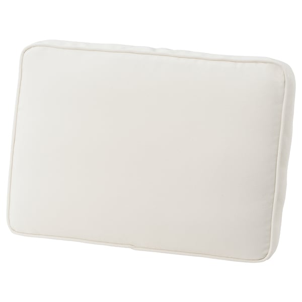 JÄRPÖN/DUVHOLMEN pillow, beige, rectangular, zippered, padded, weather-resistant.