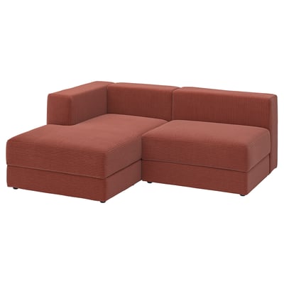JÄTTEBO 2,5-seat mod sofa w chaise longue, left/Samsala brown-red