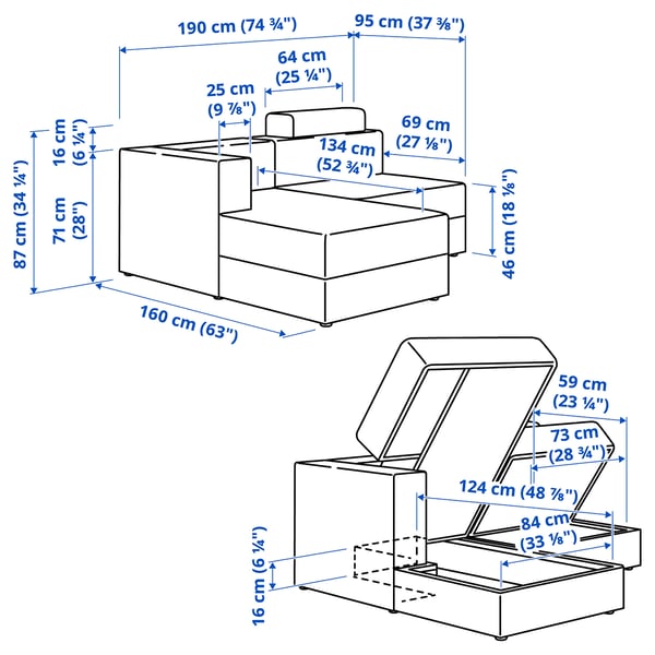 Illustration with measurements for the product: JÄTTEBO.
