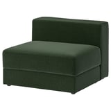 Dark green JÄTTEBO fabric sofa, boxy shape, soft chenille texture.
